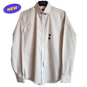 15.5 34/35 Beige Skinny Fit Dress Shirt Jos A Bank Mens New Stretch Long Sleeve